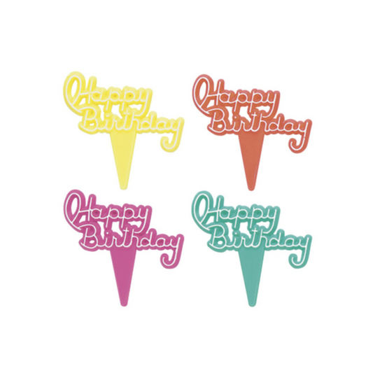 Decopac Happy Birthday Plastic Cake Picks 37988