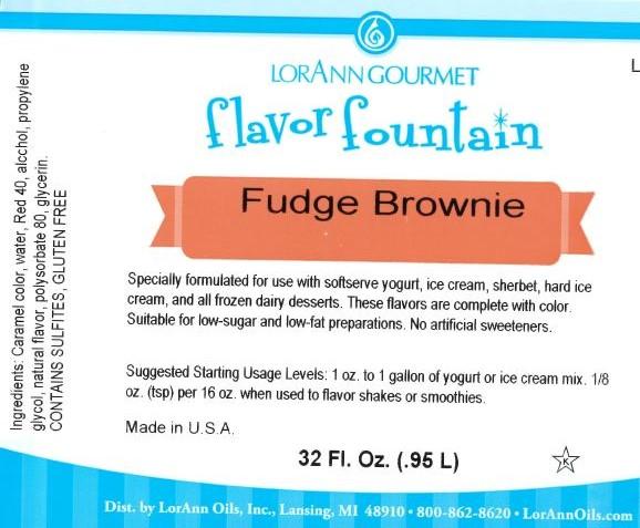 Lorann Fudge Brownie Flavor Fountain Label 1750